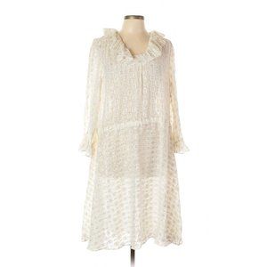 Tory Burch Sheer Metallica Jasmine Resort Vacation Drawstring Dress Sz 12